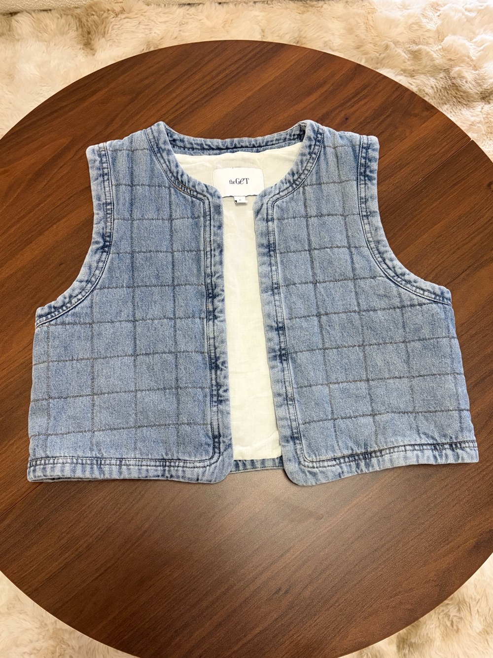 The Get Light Blue Quilted Denim Vest